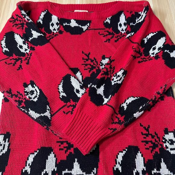Vintage 90s Red & Black Panda Knit Sweater – Size Large - Picture 1 of 5